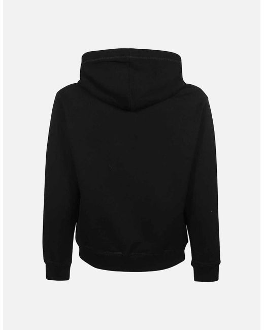 DSquared² Black Cool Fit Embossed Maple Leaf Logo Hoodie for men