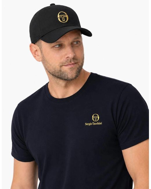 Sergio Tacchini Black Marz Classic 6 Panel Strapback Cap for men