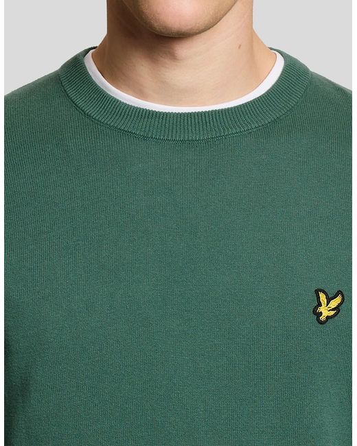 Lyle & Scott Green Cotton Crew Neck Jumper for men