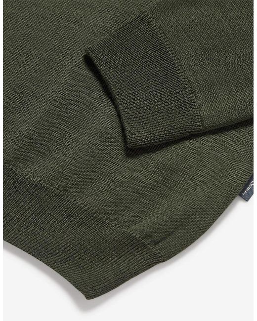 Oliver Sweeney Green Merino Wool Quarter Zip Jumper for men