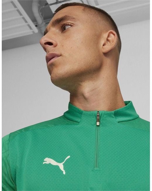 PUMA Green Teamfinal Training 1 4 Zip Fleece for men