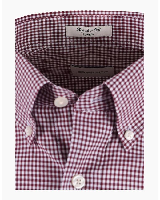 Gant Purple Reg Classic Poplin Gingham Shirt Deep Grape Wine for men