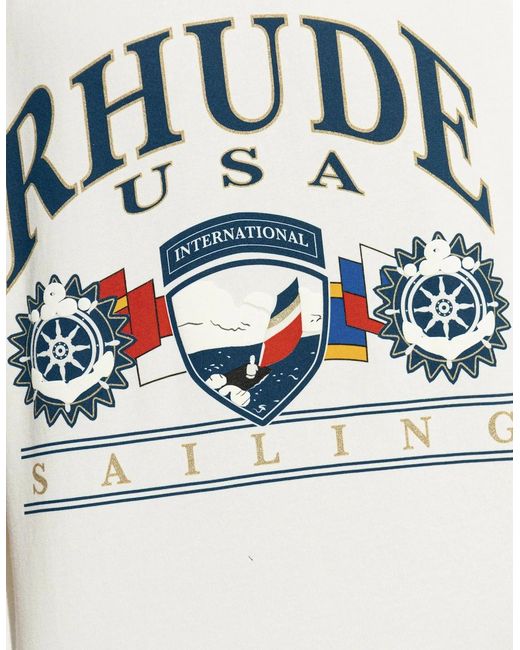 Rhude White Usa Sailing Printed T-Shirt for men