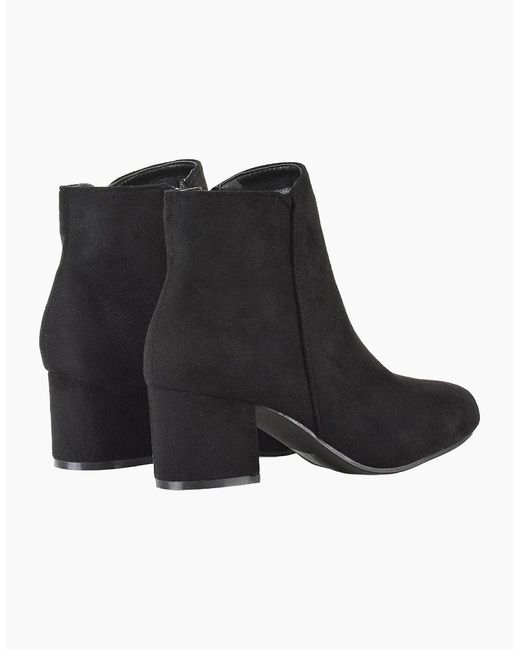 XY London Black Ladies Saffy Zipped Mid Block Heel Ankle Boots