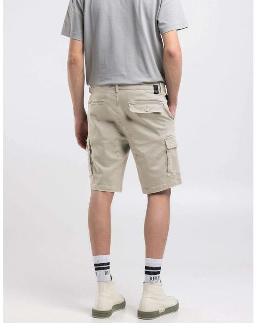 Replay Natural Vannie Hypercargo Shorts 013 Alabaster for men