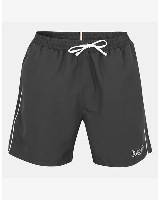 Boss Gray Solid Patterned Starfish Swim Short for men