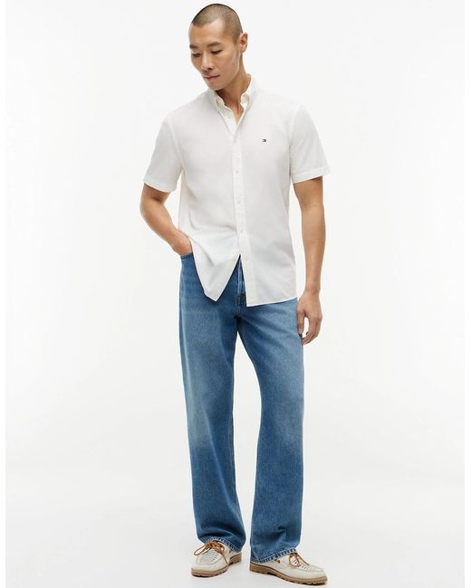 Tommy Hilfiger White Gmd Poplin Short Sleeve Shirt for men