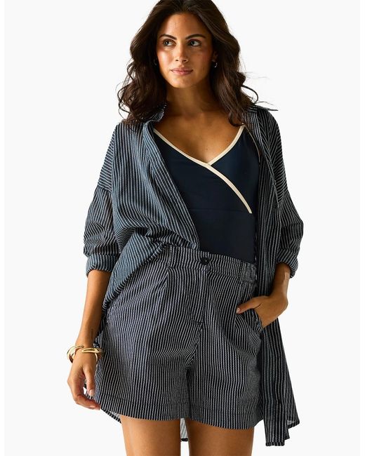 Regatta Blue Ladies Sabelle Vertical Stripe Casual Shorts