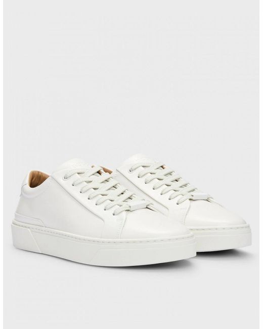 Boss White Boss Gary Tenn Leather Low-Top Trainers With Branded Lace Loop Nos for men
