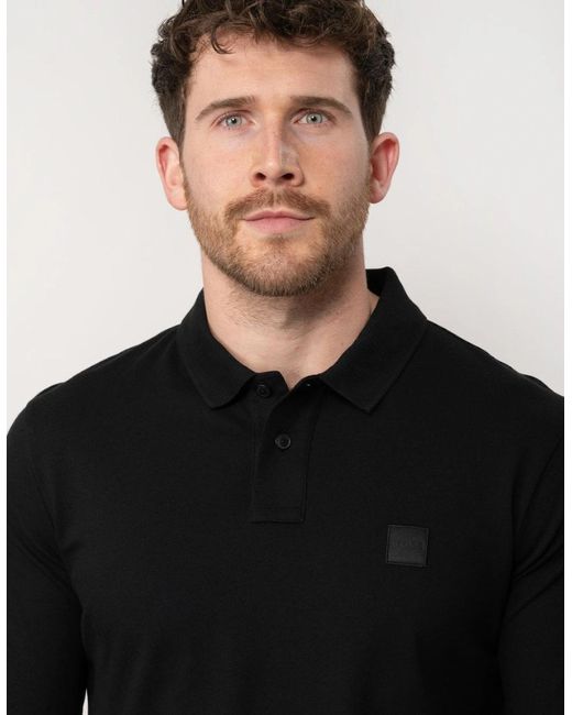 Boss Black Boss Passerby Long Sleeve Stretch-Cotton Polo Shirt With Logo Patch Nos for men