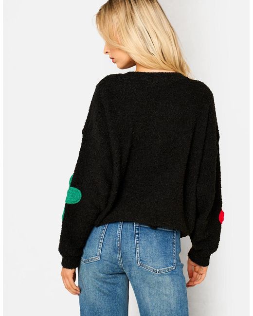 Gini London Blue 3D Flower Crochet Knitted Jumper