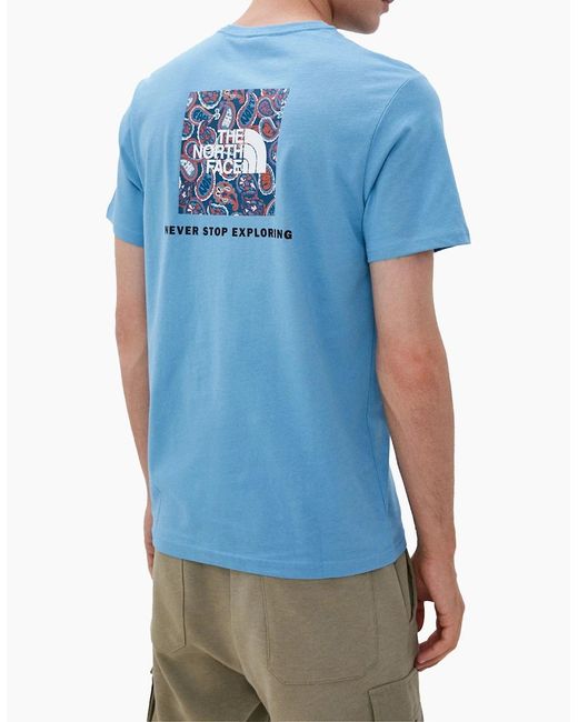 The North Face Blue T Shirts Crew Neck Short Sleeve Box Cotton Tee for men
