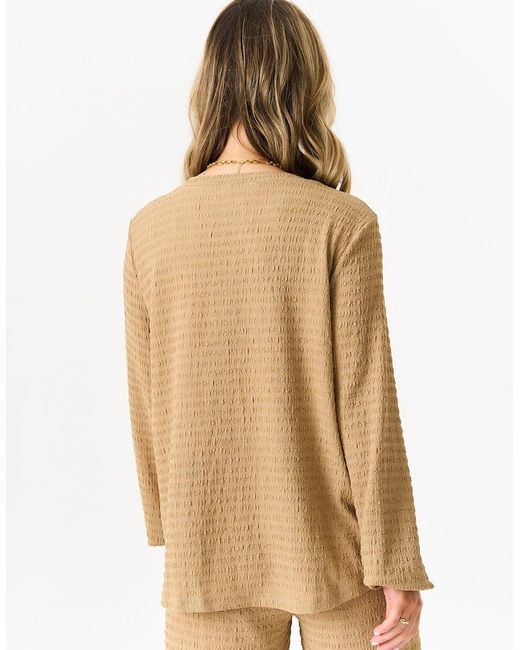 Gini London Natural Camel Textured Long Sleeve Oversized Top