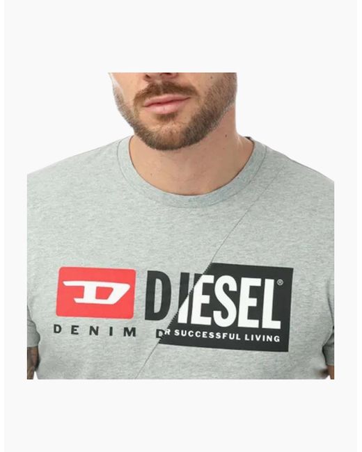 DIESEL Gray T Diego Cuty T Shirt Crew Neck Short Sleeve Maglietta Duel Logo Tee for men
