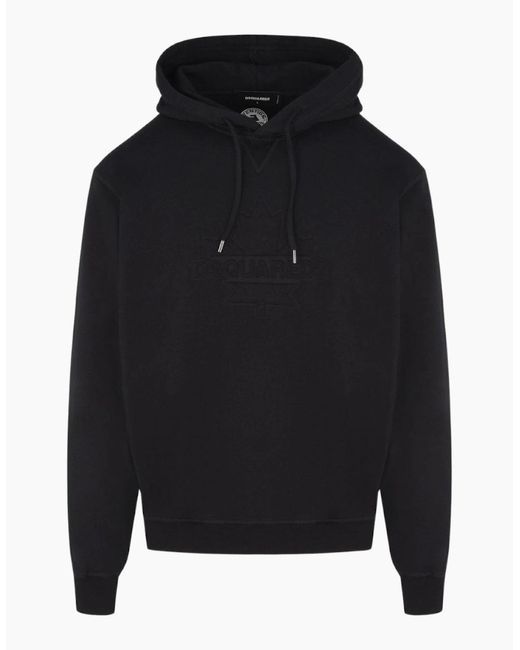 DSquared² Blue Cool Fit Embossed Maple Leaf Logo Hoodie for men