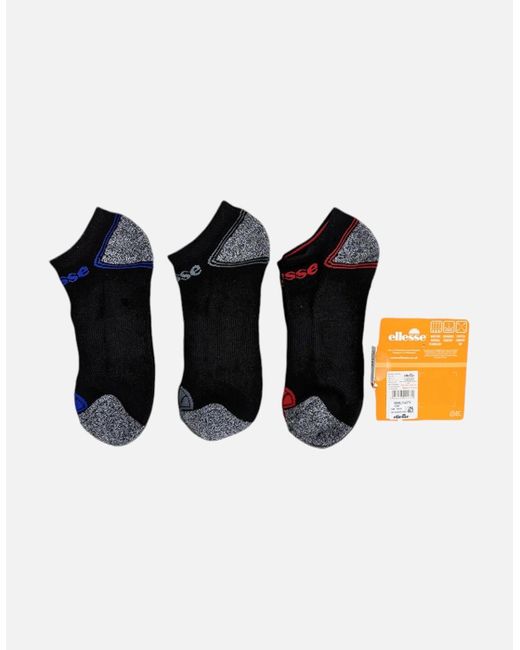 Ellesse Blue Low Cut Socks 3 Pack Regular Soft Cotton Gym Sports Trainer Socks for men