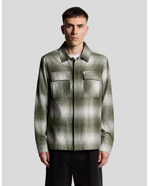 Lyle & Scott Green Ombre Check Overshirt for men