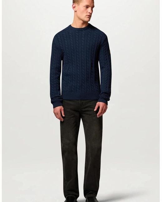 Belstaff Blue Westport Crewneck Sweater for men