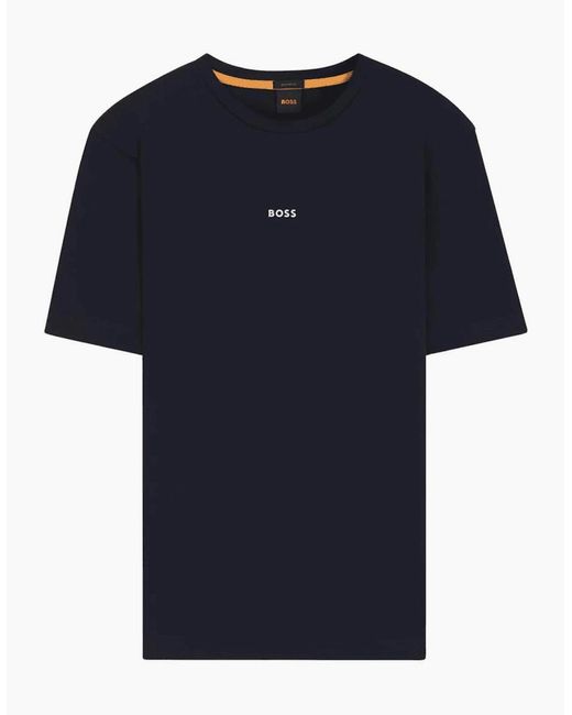 Boss Blue T-Chup Logo Print Relaxed Fit Dark T-Shirt for men