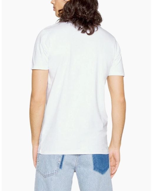 Ellesse White Printed T Shirts Crew Neck Short Sleeve Cotton Tee Summer Beach Top for men