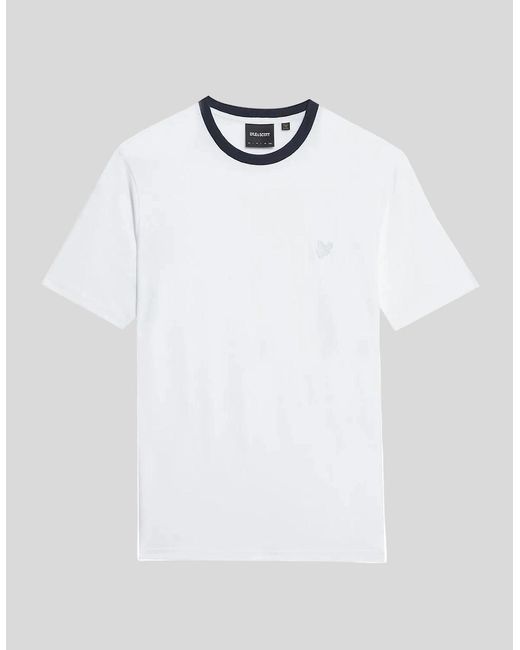 Lyle & Scott White Superfine Cotton Contrast T-Shirt for men