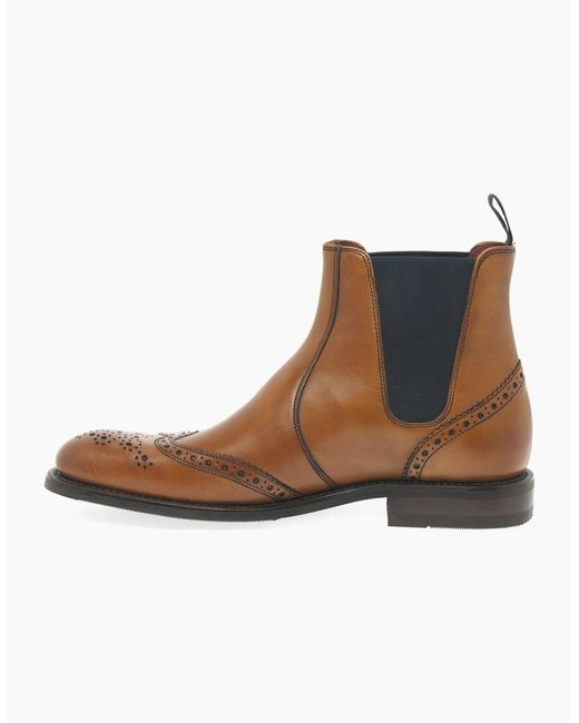 Loake Brown Hoskins Brogue Chelsea Boots for men
