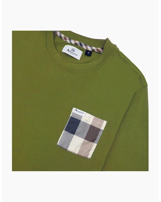 Aquascutum Green Macro Club Check T-Shirt Army for men