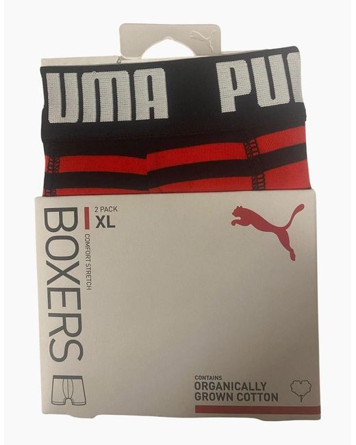 PUMA Red 2-Pack Heritage Stripe Boxer Briefs for men