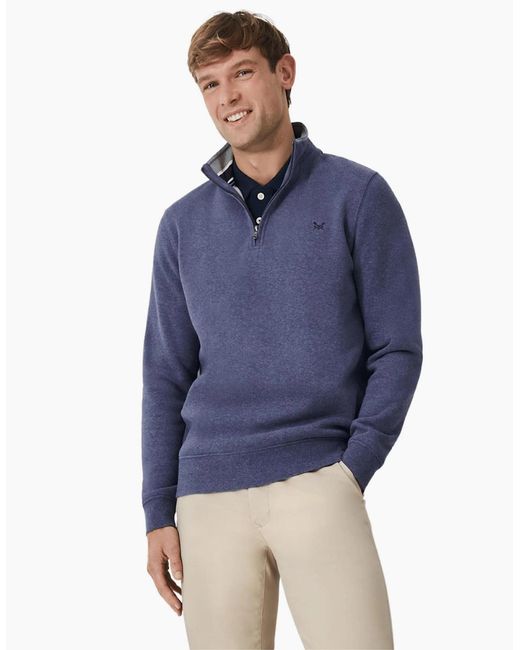 Crew Blue Classic Half Zip Sweatshirt for men