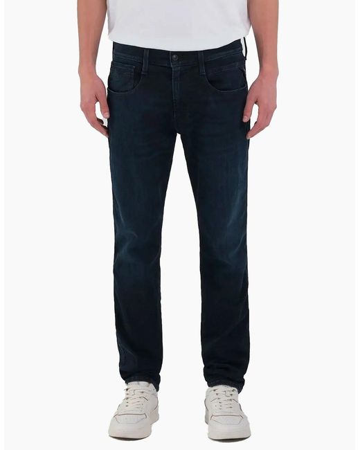 Replay Blue Hyperflex Eco Plus Sustainable Denim Anbass Slim Fit Jeans Dark 007 for men