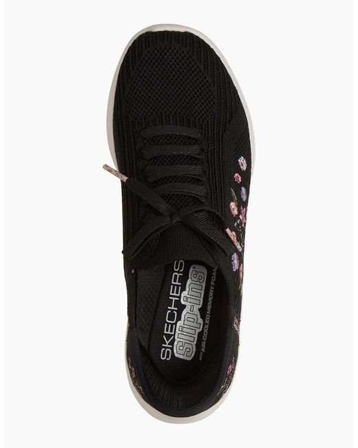 Skechers Black Ultra Flex 4.0 Sweet Petals Textile Knit/Multi Trim Trainers