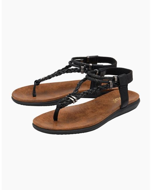 Lotus Black Sol Toe Post Sandals