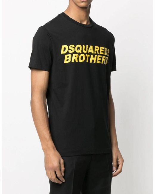 DSquared² Black Fade Logo Brothers T-Shirt for men