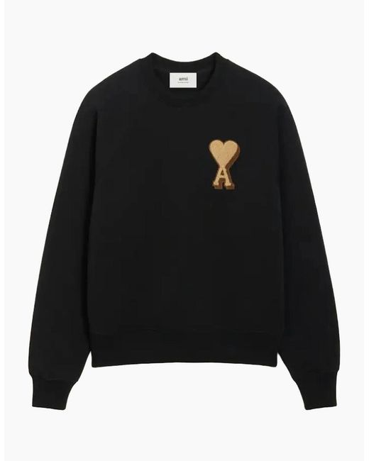 AMI Black Ami De Coeur Patch Logo Sweatshirt for men