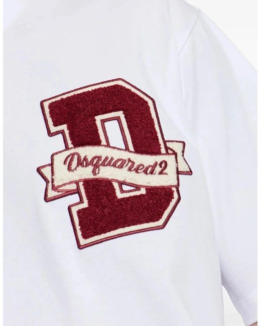 DSquared² White Branded Loose Fit T Shirt for men