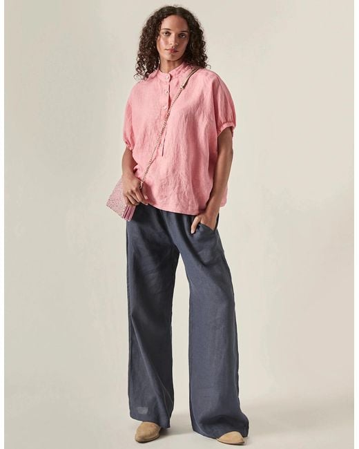 James Lakeland Pink Relaxed Linen Blouse