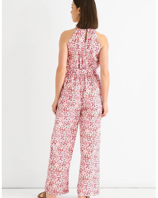 Gini London Red Floral Halter Neck Jumpsuit