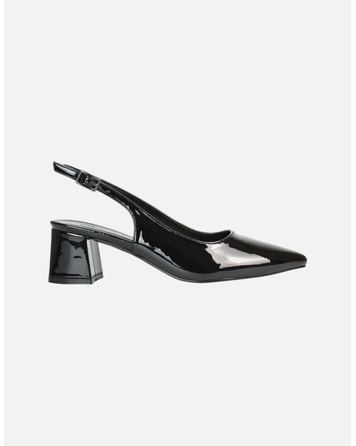 XY London Black Ladies Becky Patent Leather Sling Back Court Pumps