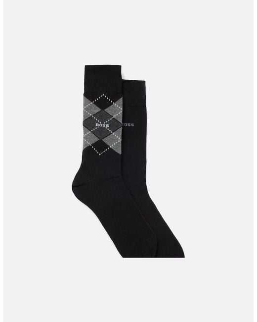 Boss Black Boss 2 Pack Combed Cotton Argyle Socks for men