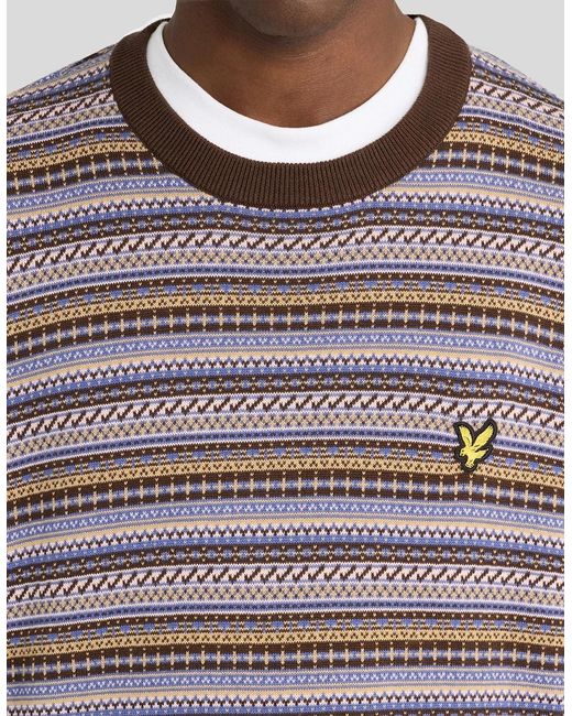 Lyle & Scott Gray Fair Isle Crew Neck Jumper for men