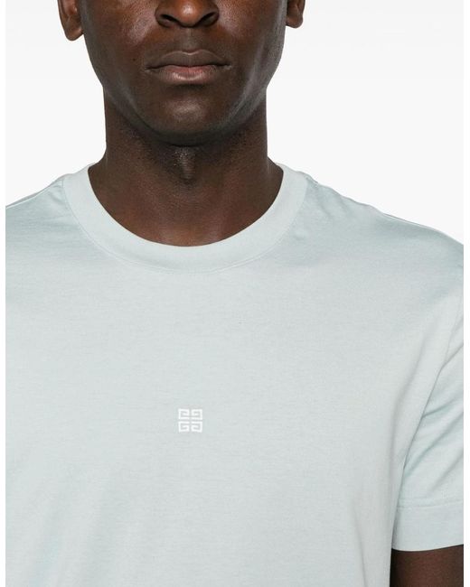 Givenchy Blue 4G Logo Embroidered T-Shirt Mineral for men