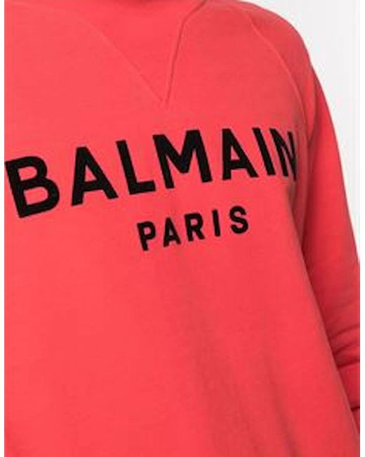 Balmain Red Sweatshirt With Logo Print for men