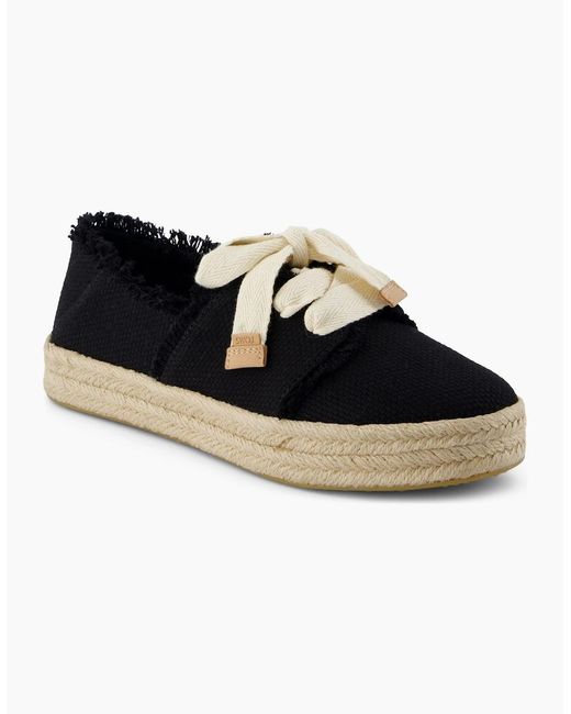 TOMS Black Carolina Espadrille Lace Up Shoes