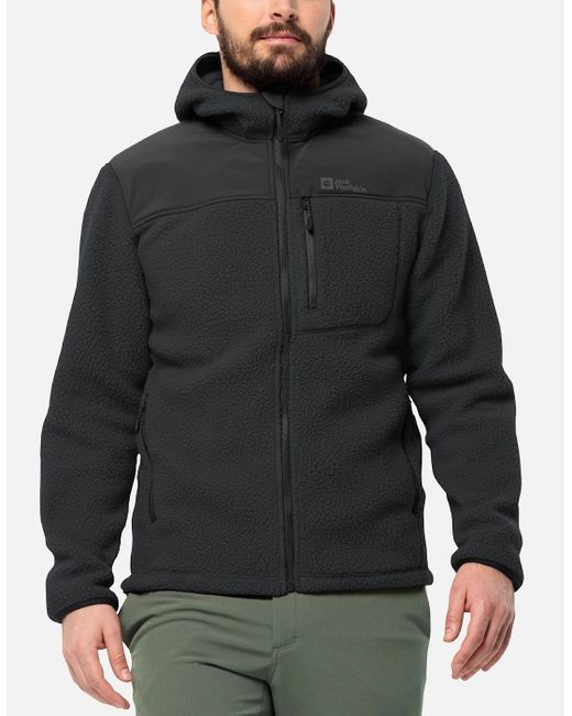 Jack Wolfskin Gray Kammweg Pile Full Zip High Neck Fleece for men