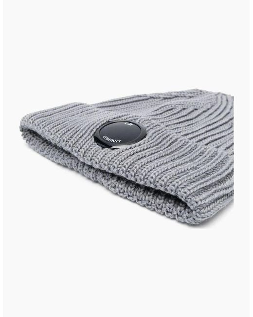 C P Company Gray C.P. Company Merino Single Lens Beanie for men