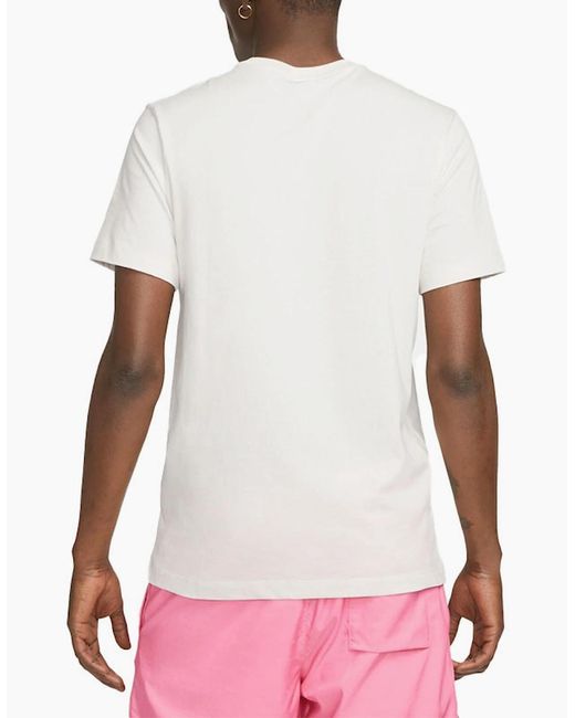Nike White T Shirts Club Swoosh Hdy Print Short Sleeve Summer Sportswear for men