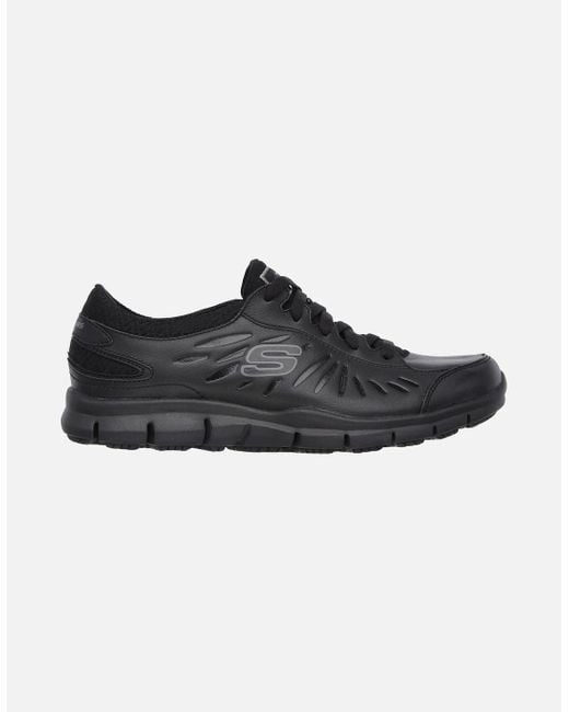 Skechers Black Occupational /Ladies Eldred Slip Resistant Lace Up Work Shoes