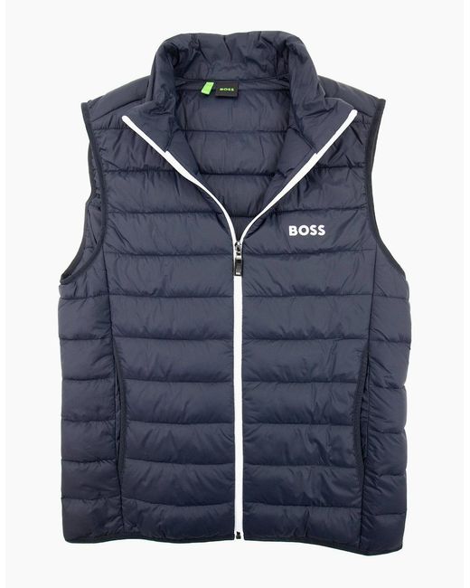 Boss Blue V Thor Logo Detail Water Repellent Gilet 402 for men