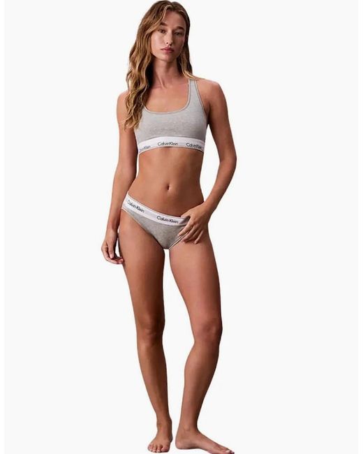 Calvin Klein White Icon Cotton Modal Unlined Bralette, Heather