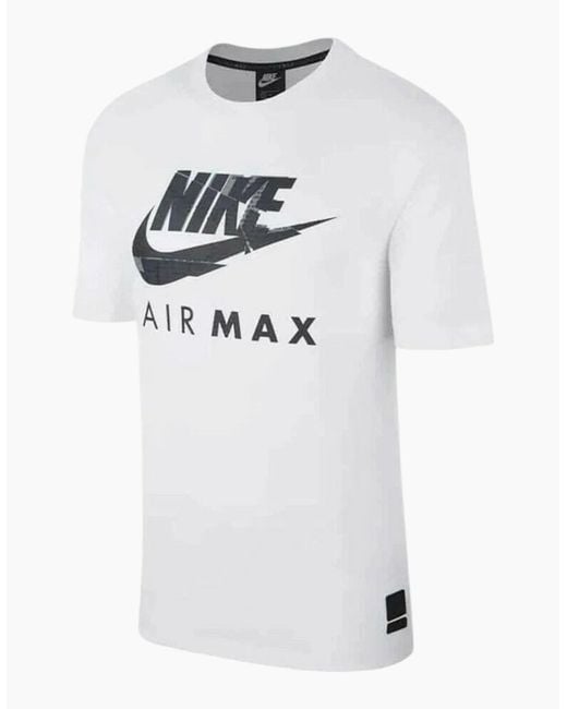 Nike Air Max White T Shirt Short Sleeve Crew Neck Regular Fit Casual Cotton Tee for men